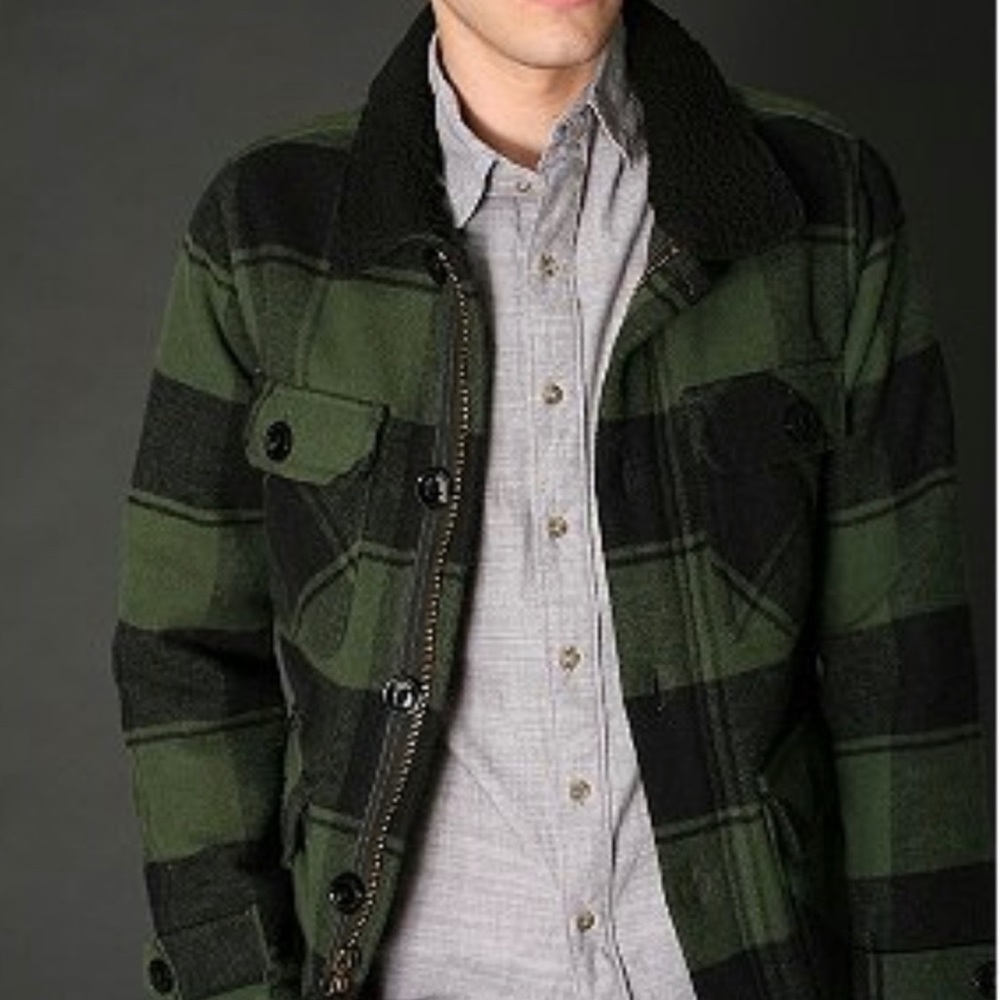 Obey men Burlington green Plaid Zipper Jacket M